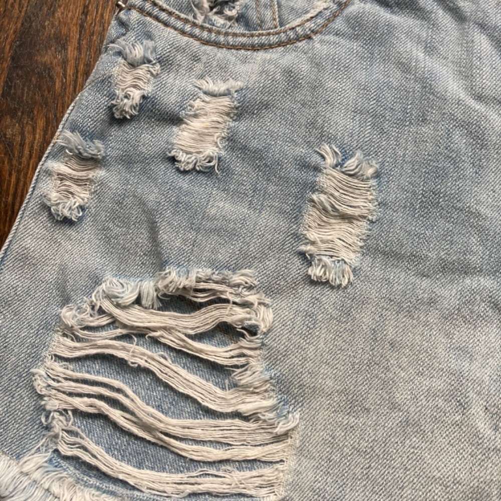 PULL&BEAR DISTRESSED MINI LOW RISE DENIM SKIRT SIZE 38 - Picture 3 of 8